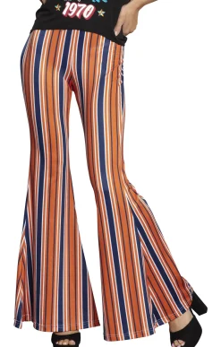 Party City Tights-Blue & Orange Striped Bell Bottom Pants For Adults