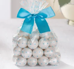 Party City Boxes, Carriers & Treat Bags-Blue Stars Treat Bags With Bows 12Ct Caribbean Blue