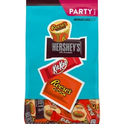 Hershey's Bulk Candy-Chocolate Miniatures Assortment Party Pack Bag, 33.38 Oz, 93Pc - Reese's, & Kit Kat