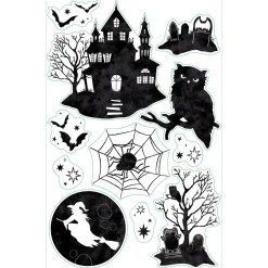 Party City Window & Wall Décor|Classic Black & White Halloween Mythologies Vinyl Cling Decals, 11Ct