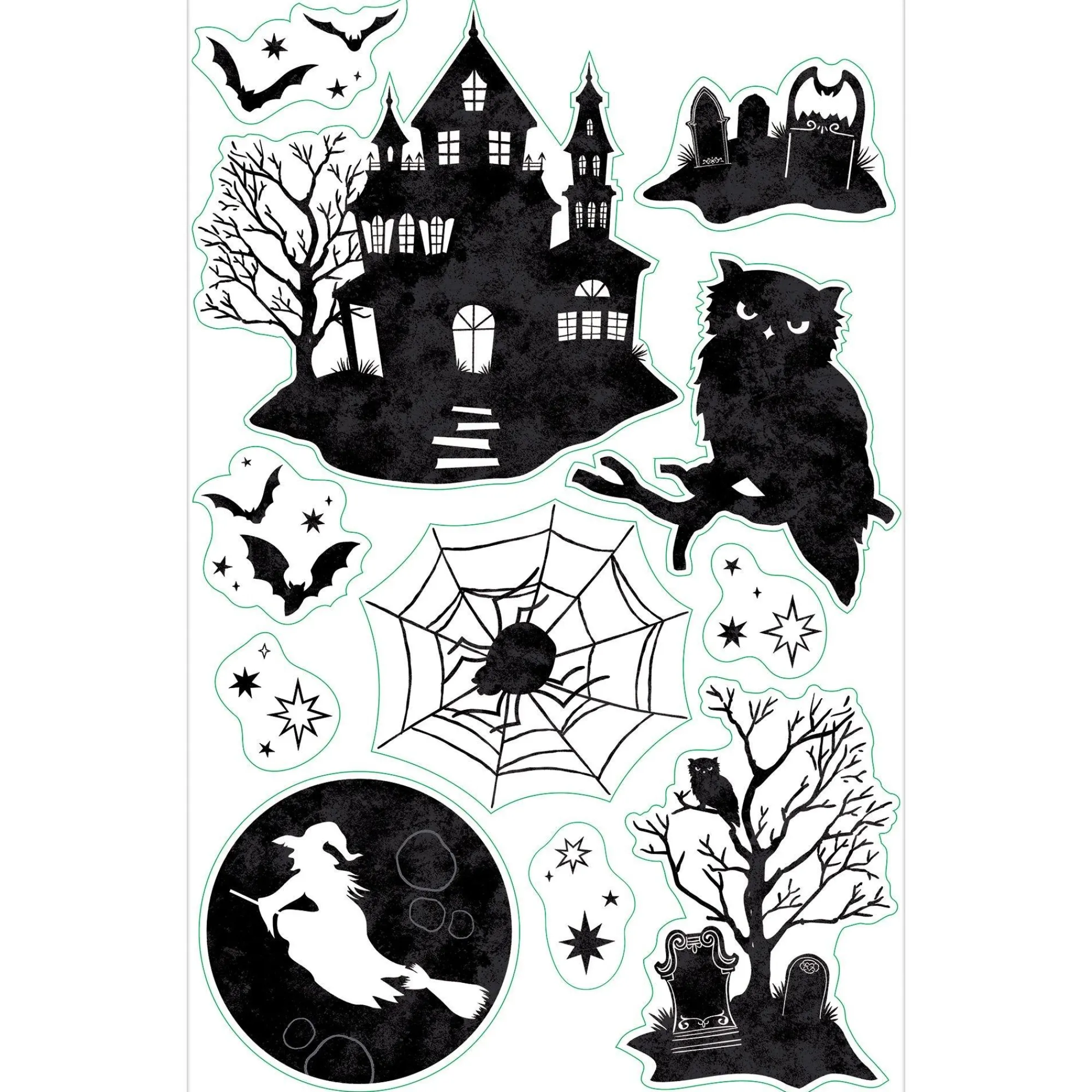 Party City Window & Wall Décor|Classic Black & White Halloween Mythologies Vinyl Cling Decals, 11Ct
