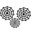 Party City Window & Wall Décor|Classic Black & White Spiderweb Die-Cut Paper Fan Decorations, 3Ct