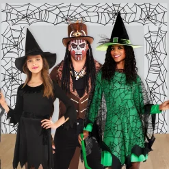 Party City Decorations|Classic Black & White Spiderweb Plastic Scene Setter Add-Ons, 5.4Ft X 5.4Ft