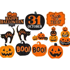 Party City Decorations|Classic Orange & Black Halloween Cutouts, 12Ct
