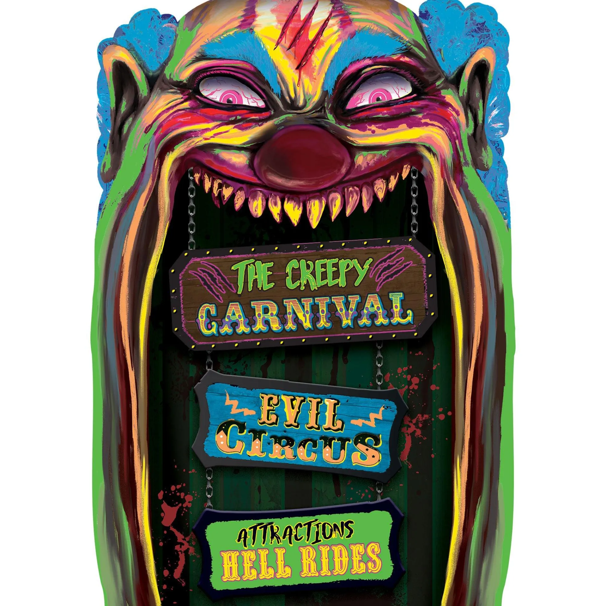 Party City Window & Wall Décor|Creepy Carnival Black Light Reactive Lenticular Plastic Cutout, 12In X 18In