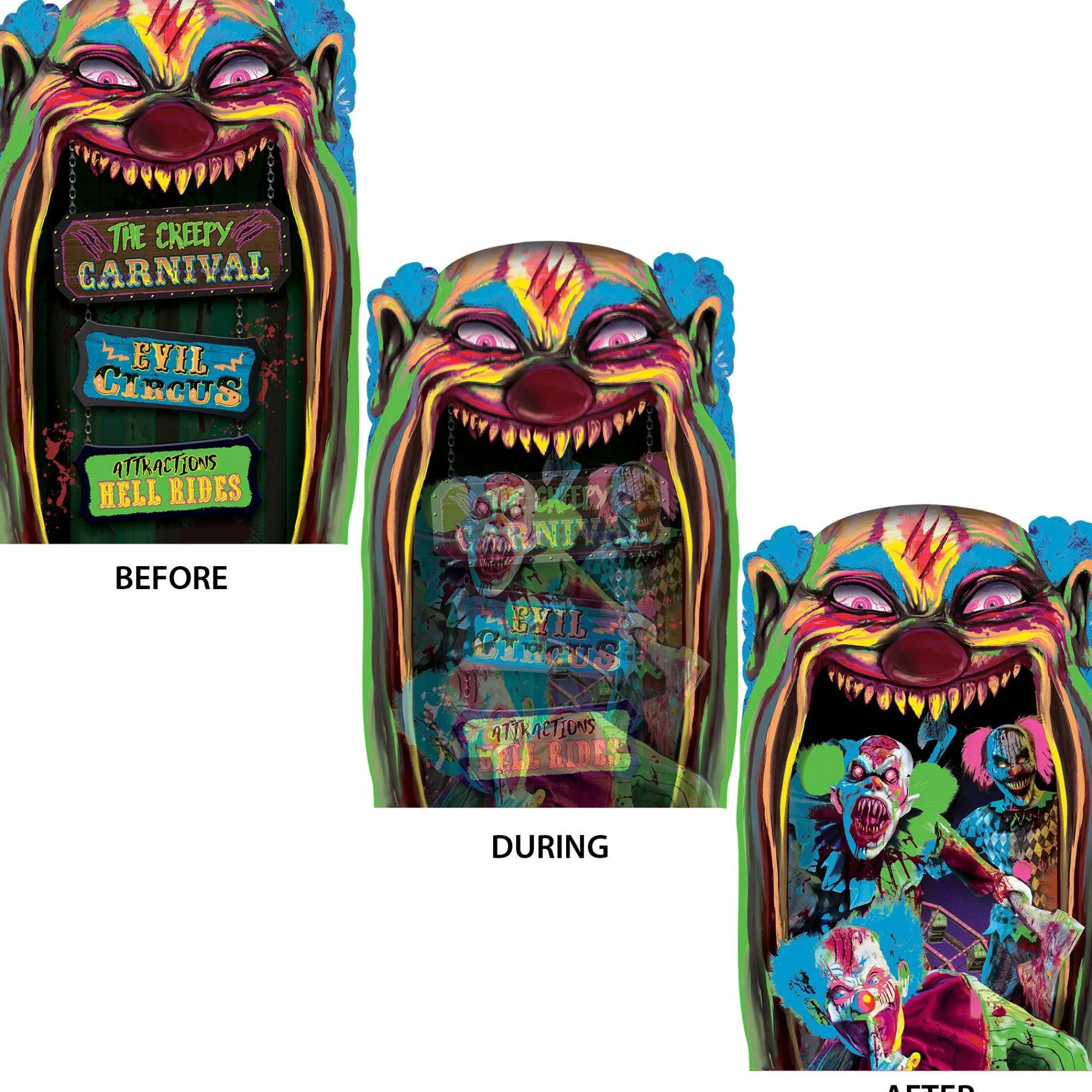 Party City Window & Wall Décor|Creepy Carnival Black Light Reactive Lenticular Plastic Cutout, 12In X 18In