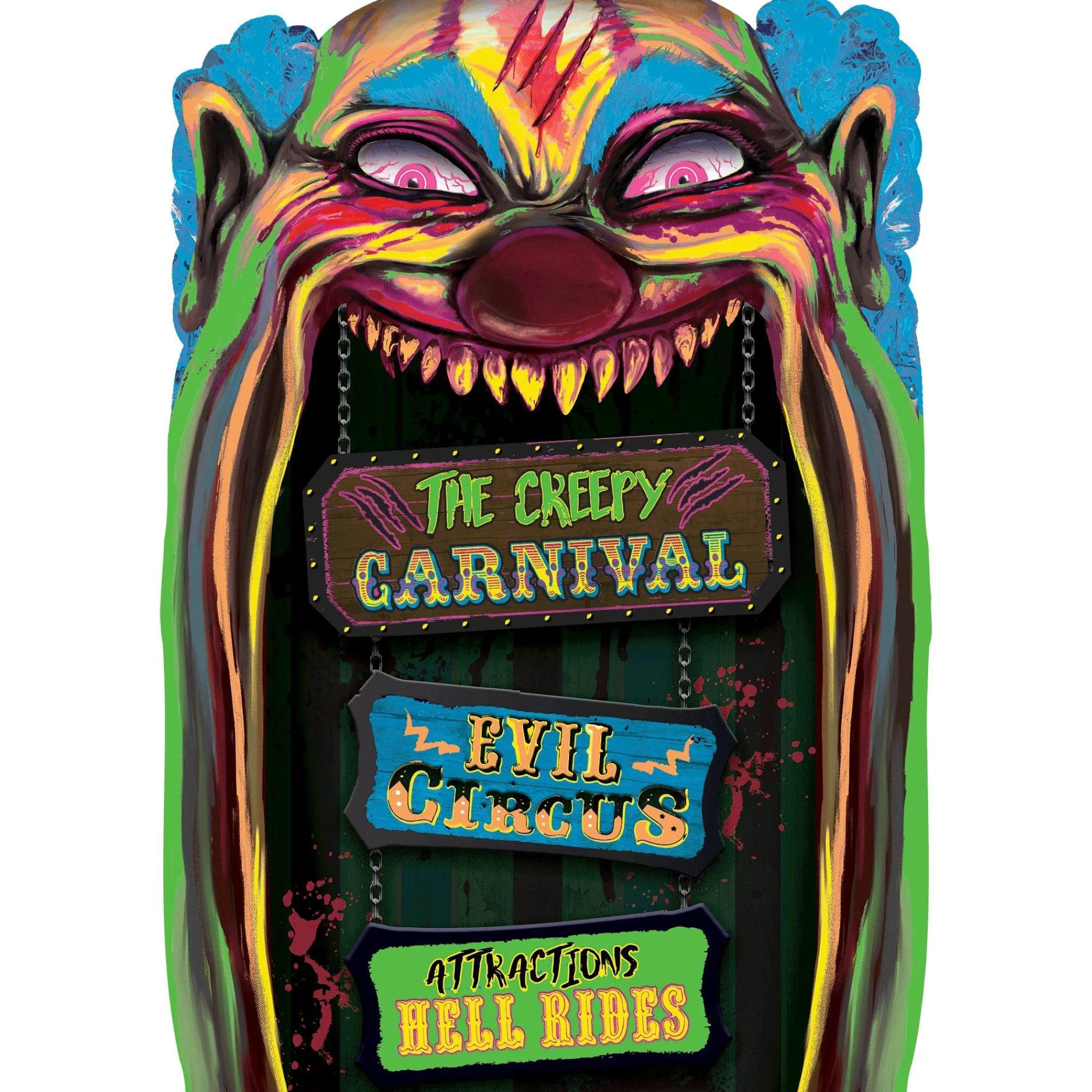 Party City Window & Wall Décor|Creepy Carnival Black Light Reactive Lenticular Plastic Cutout, 12In X 18In