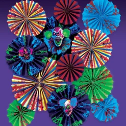 Party City Creepy Carnival|Creepy Carnival Black Light Reactive Paper Fan Decorating Kit, 15Pc