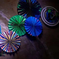 Party City Creepy Carnival|Creepy Carnival Black Light Reactive Paper Fan Decorating Kit, 15Pc