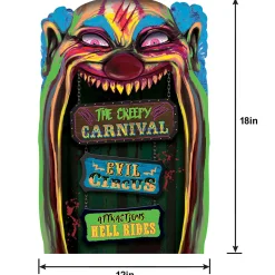 Party City Decorations|Creepy Carnival Black Light Reactive Lenticular Plastic Cutout, 12In X 18In