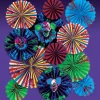 Party City Window & Wall Décor|Creepy Carnival Black Light Reactive Paper Fan Decorating Kit, 15Pc