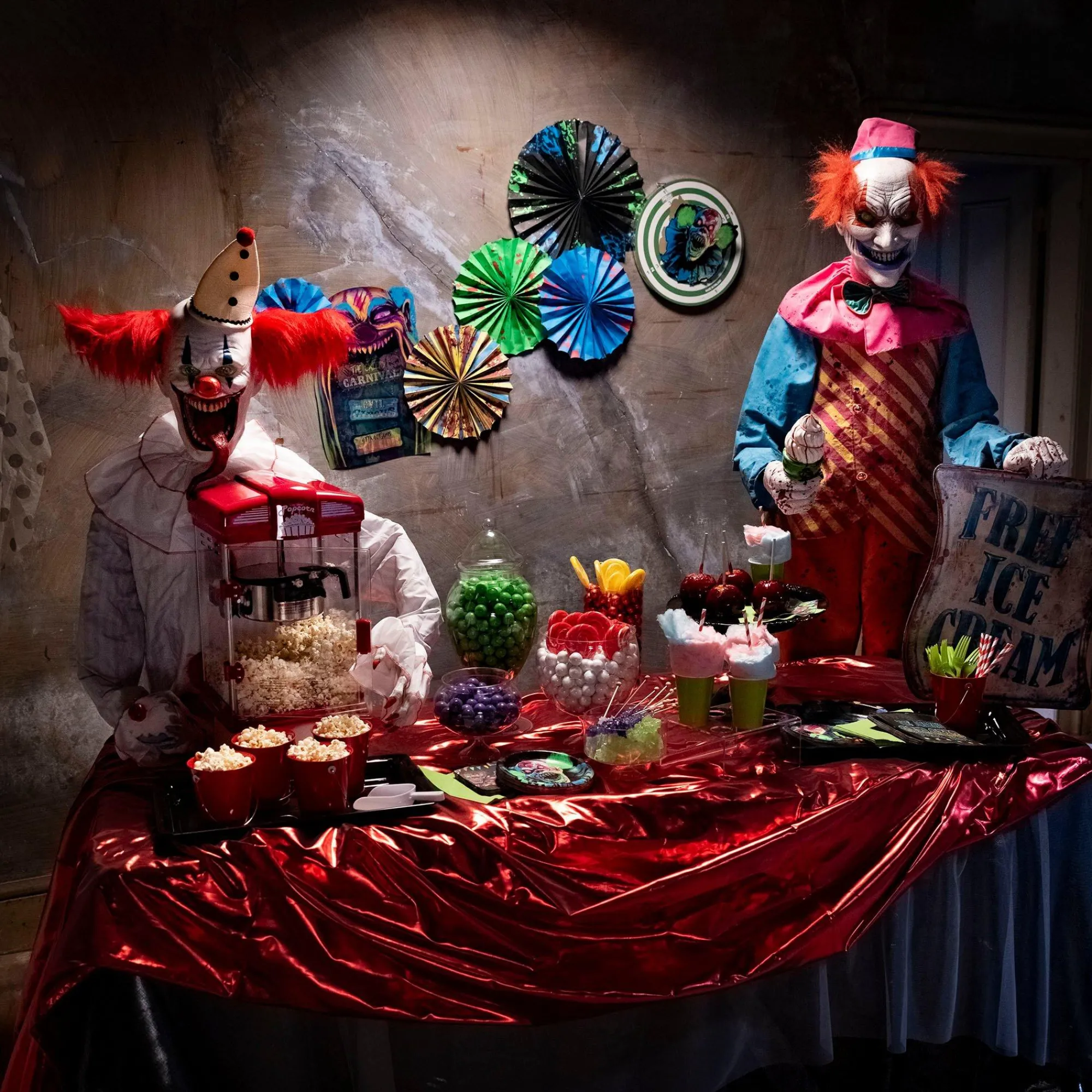 Party City Window & Wall Décor|Creepy Carnival Black Light Reactive Paper Fan Decorating Kit, 15Pc