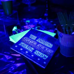 Party City Creepy Carnival|Creepy Carnival Black Light Reactive Paper Lunch Napkins, 6.5In, 40Ct