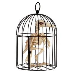 Party City Creatures|Crow Skeleton In Metal Cage Decoration, 6.75In X 9.75In