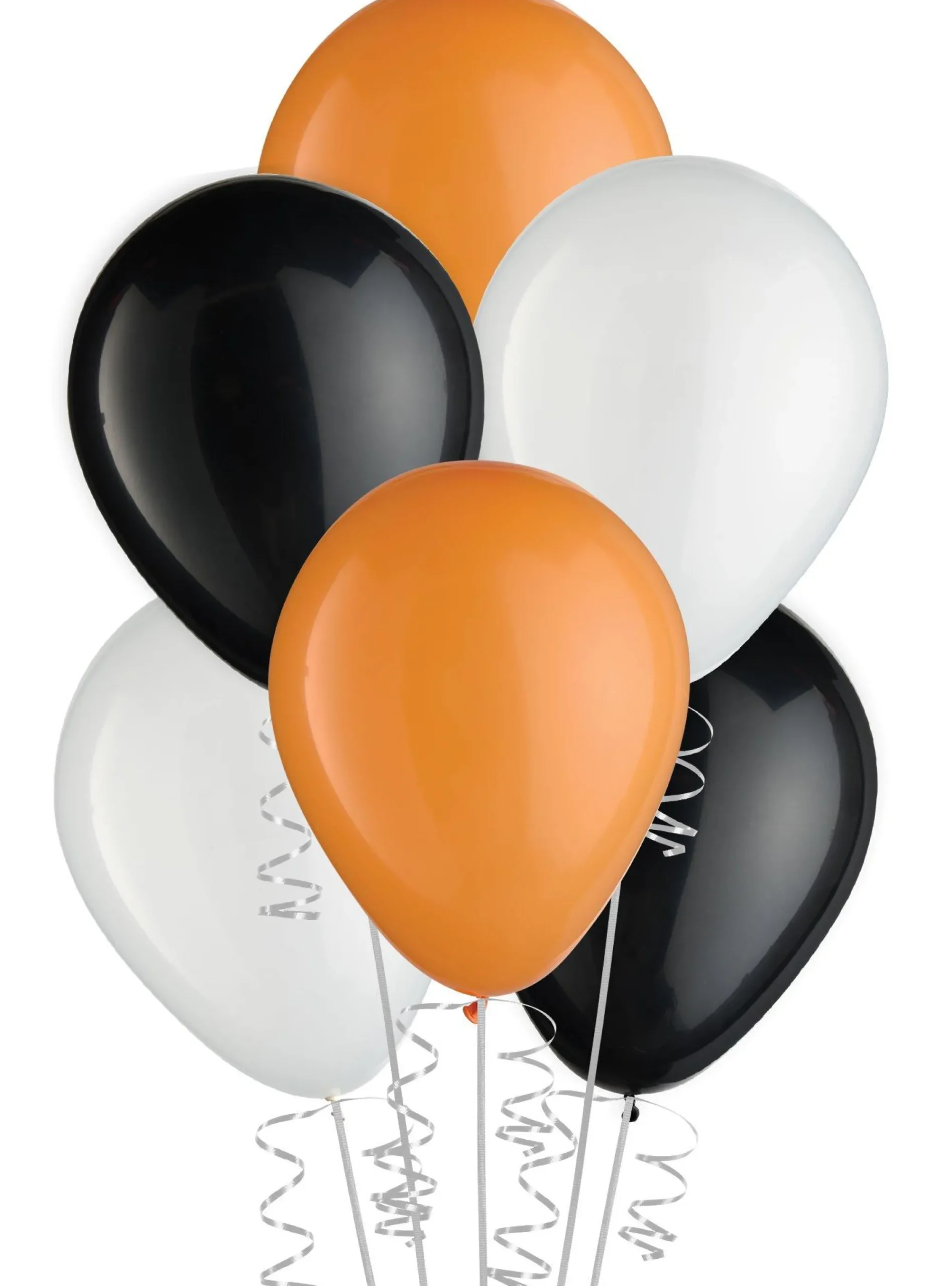Party City Balloons|15Ct, 11In, Halloween 3-Color Mix Latex Balloons - Black, Orange, & White