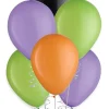 Party City Balloons|15Ct, 11In, Halloween 4-Color Mix Latex Balloons - Black, Green, Orange, & Purple