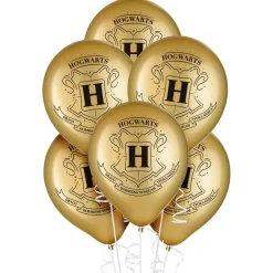 Party City Harry Potter Hogwarts|6Ct, 12In, Metallic Hogwarts United Latex Balloons - Harry Potter
