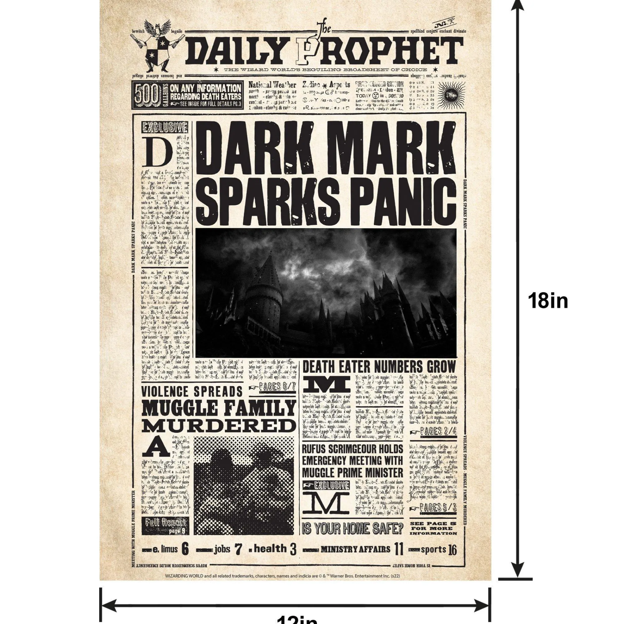 Party City Window & Wall Décor|Daily Prophet Lenticular Plastic Cutout, 12In X 18In - Harry Potter