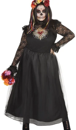Party City Plus Size Costumes-Day Of The Dead Sacred Heart Couture Plus Size Dress For Adults