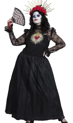 Party City Plus Size Costumes-Day Of The Dead Sacred Heart Couture Plus Size Dress For Adults
