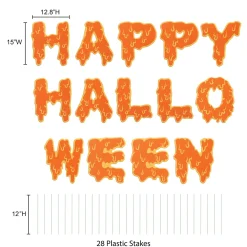 Party City Decorations|Dripping Happy Halloween Plastic & Metal Yard Sign Set, 15In Letters, 14Pc
