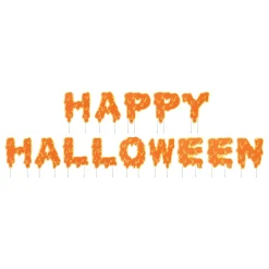 Party City Decorations|Dripping Happy Halloween Plastic & Metal Yard Sign Set, 15In Letters, 14Pc