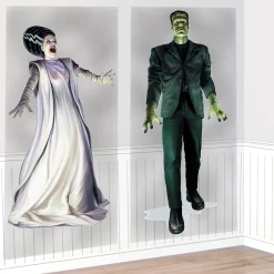 Party City Decorations|Frankenstein & Bride Of Frankenstein Plastic Scene Setter Add-Ons, 2.8Ft X 5.4In, 2Ct - Universal Classic Monsters
