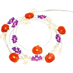 Party City Strobe Lights & Black Lights|Ghost, Bat & Pumpkin Halloween Led Plastic String Lights, 20 Bulbs, 6.3Ft