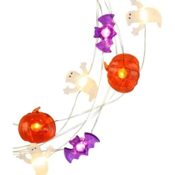 Party City Strobe Lights & Black Lights|Ghost, Bat & Pumpkin Halloween Led Plastic String Lights, 20 Bulbs, 6.3Ft