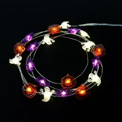 Party City Strobe Lights & Black Lights|Ghost, Bat & Pumpkin Halloween Led Plastic String Lights, 20 Bulbs, 6.3Ft