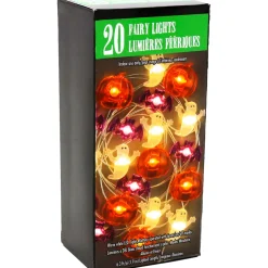 Party City Strobe Lights & Black Lights|Ghost, Bat & Pumpkin Halloween Led Plastic String Lights, 20 Bulbs, 6.3Ft