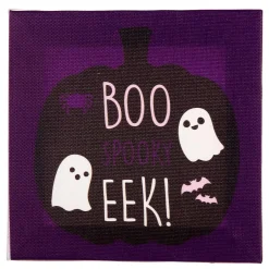 Party City Window & Wall Décor|Ghost Boo Eek Halloween Wood & Canvas Sign, 5In X 5In