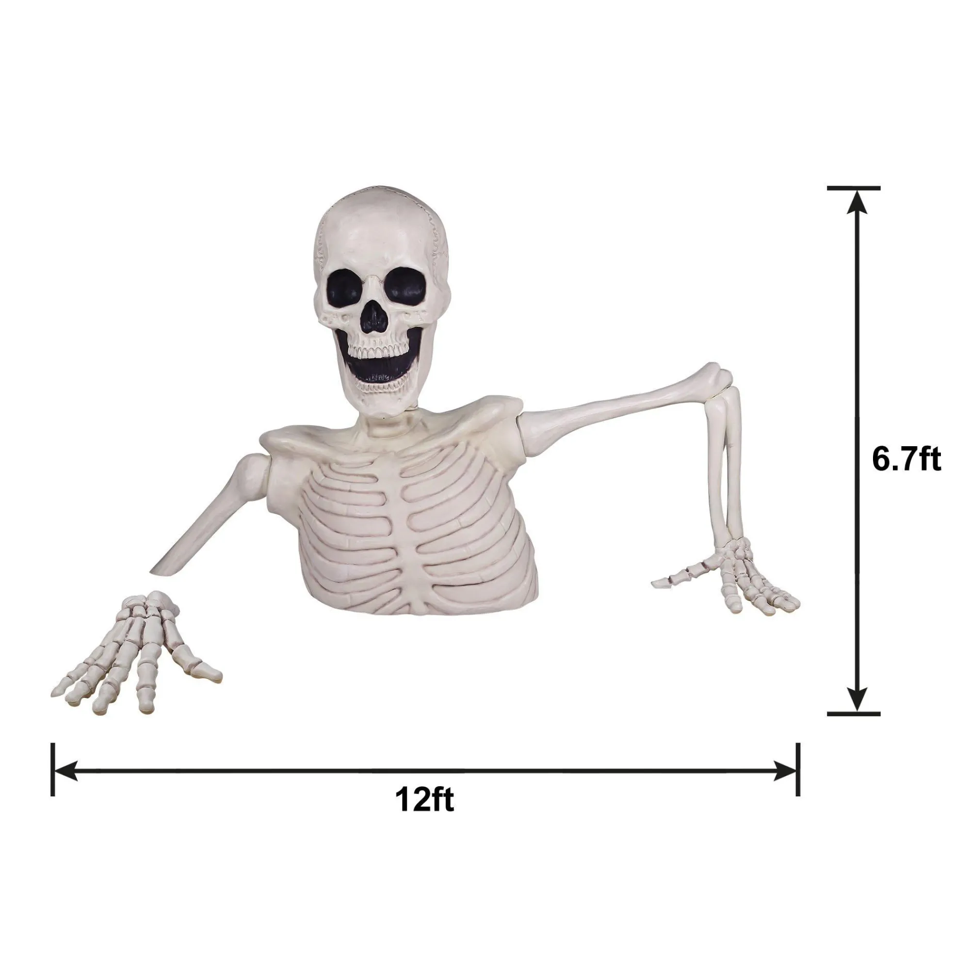 Party City Animatronics|Giant Rattles The Groundbreaking Skeleton Plastic Yard Decorating Kit, 8Pc