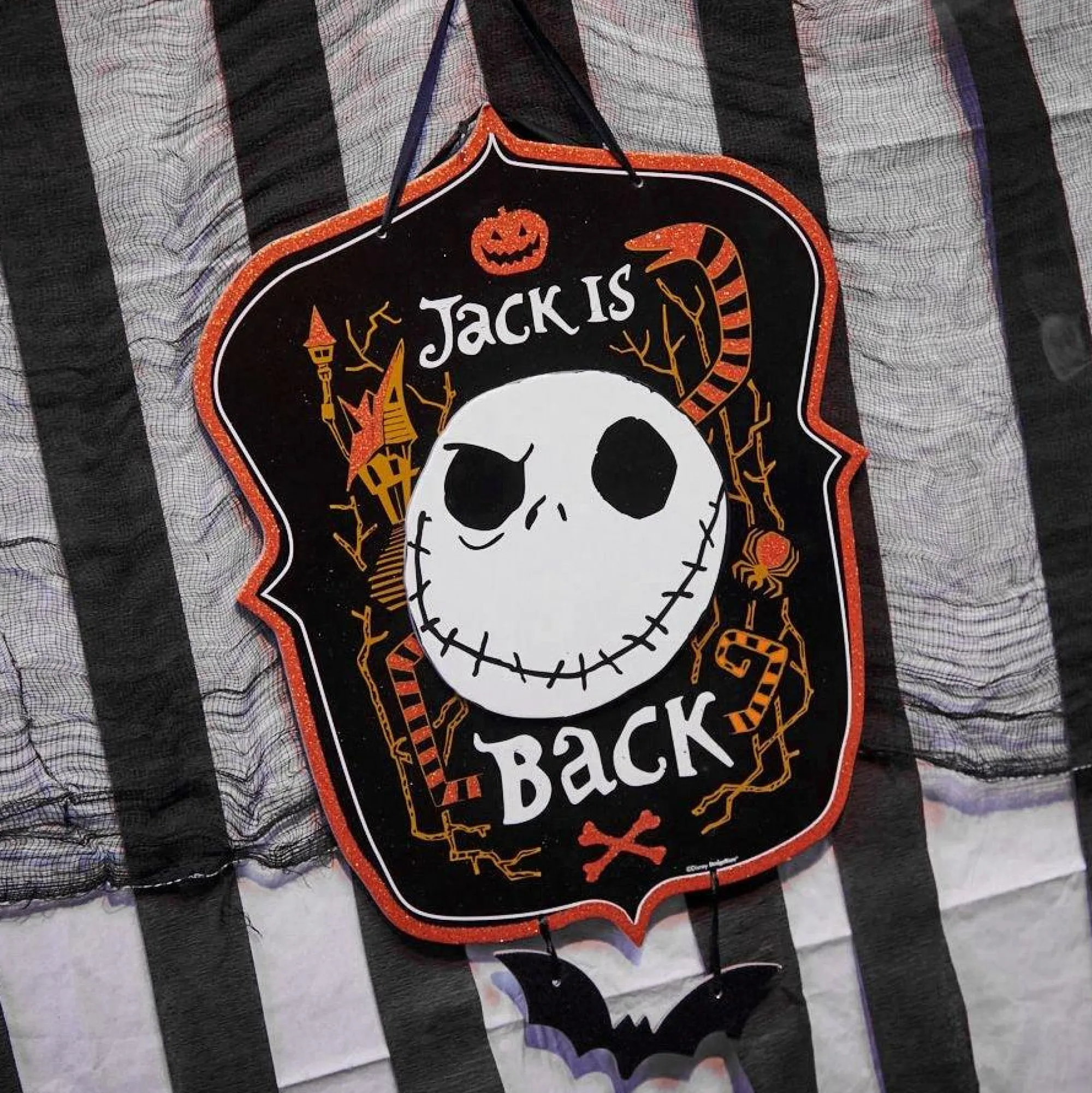 Party City The Nightmare Before Christmas|Glitter Jack Skellington Sign - The Nightmare Before Christmas