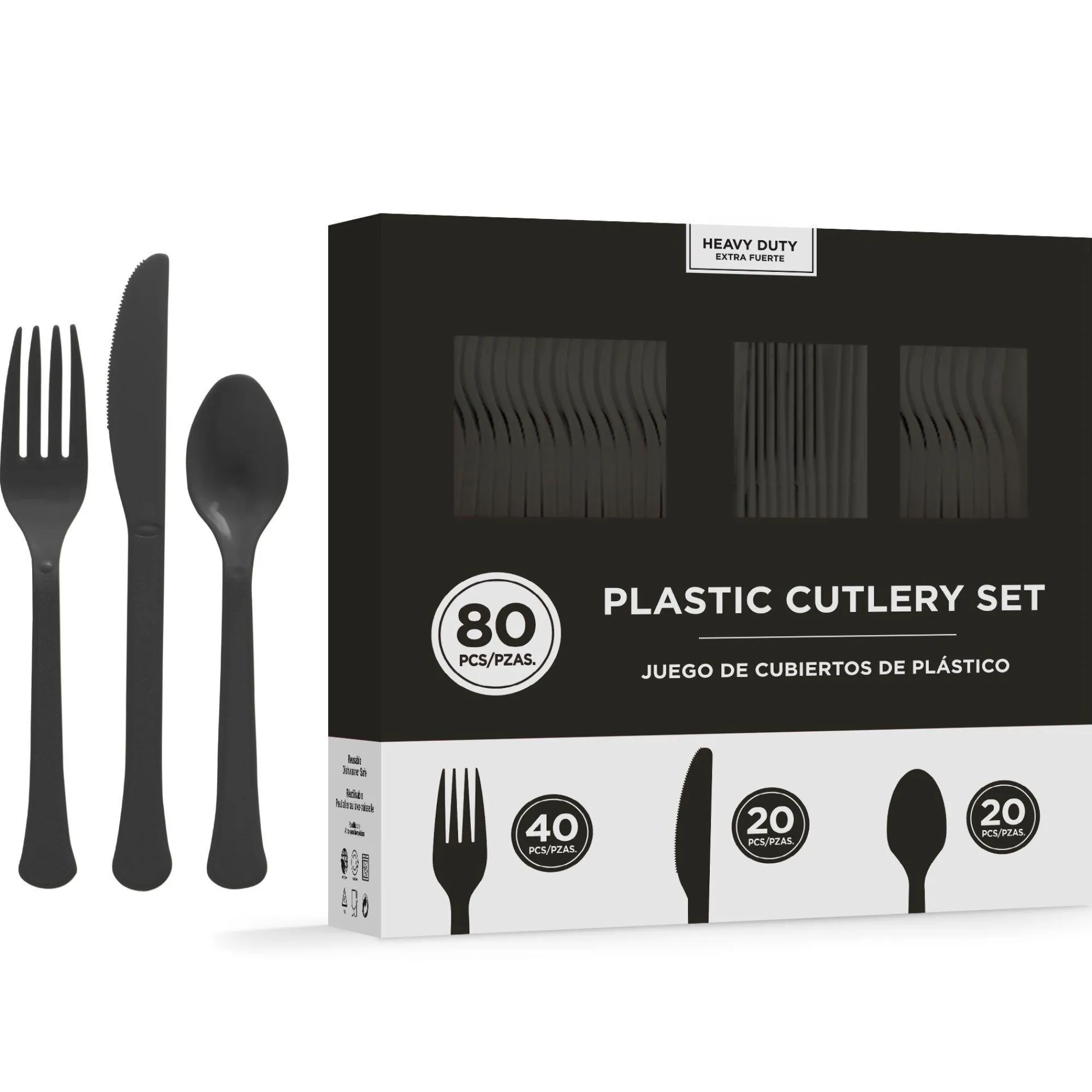 Party City Boneyard Glam|Heavy-Duty Plastic Cutlery Set For 20 Guests, 80Ct