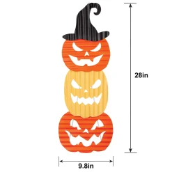 Party City Yard Stakes & Signs|Jack-O'-Lantern Corrugated Metal Stacked Sign, 9.8In X 28In
