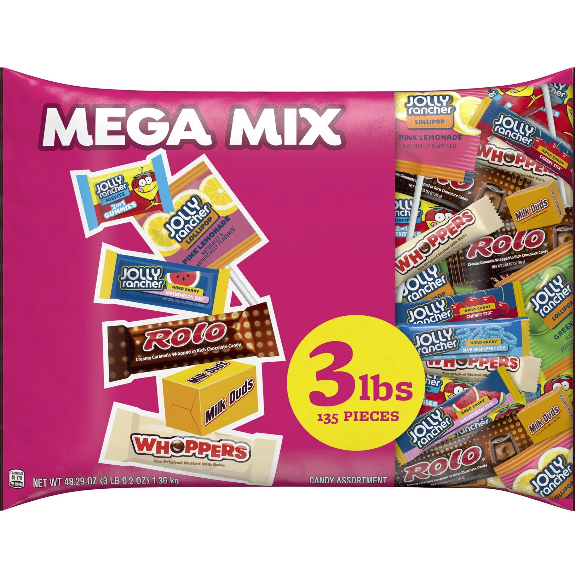 Party City Trunk Or Treat|Jolly Rancher & Chewy Chocolate Candy Mega Mix, 135Pc, 48.29Oz