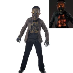 Boy Party City Scary|Kids' Light-Up Extreme Scorched Zombie Deluxe Costume