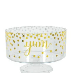 Party City Candy Buffet By Color-Large Metallic Gold Polka Dots Plastic Trifle Container