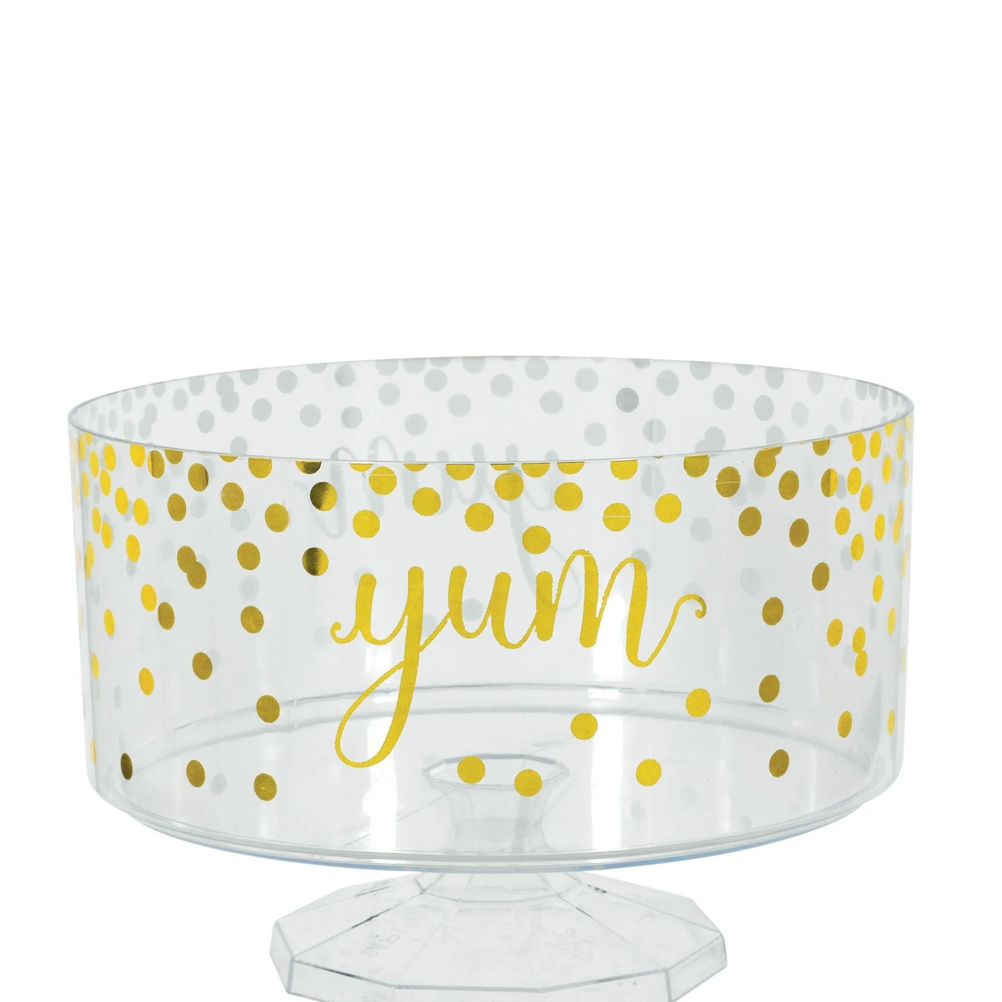 Party City Candy Buffet By Color-Large Metallic Gold Polka Dots Plastic Trifle Container