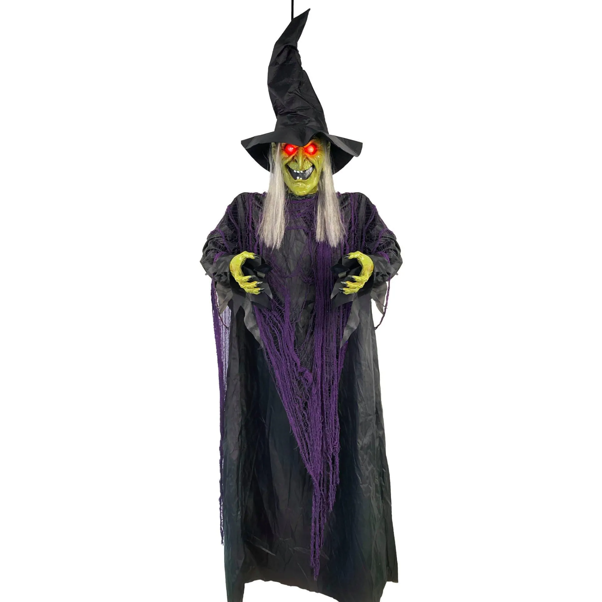Party City Hanging Decorations|Light-Up Cackling Witch Hanging Halloween Decoration, 6Ft