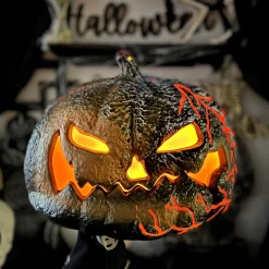 Party City Home Décor|Light-Up Flaming Pumpkin, 14.2In X 10.2In - Halloween Decoration