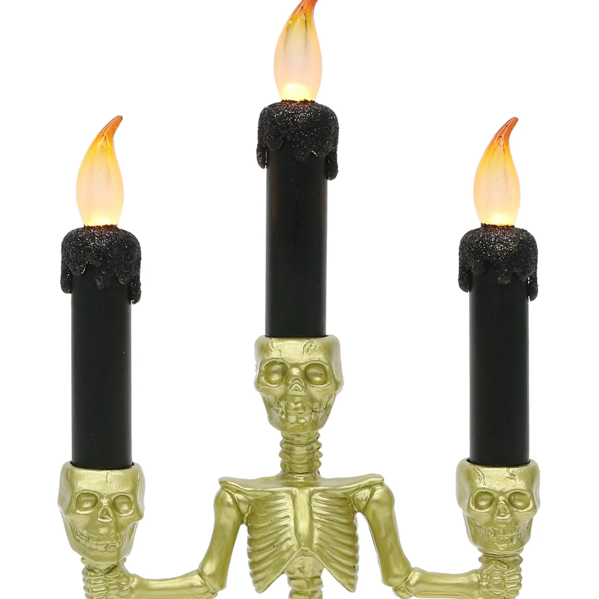 Party City Boneyard Glam|Light-Up Gold Skeleton Plastic Candelabra, 6.3In X 14In