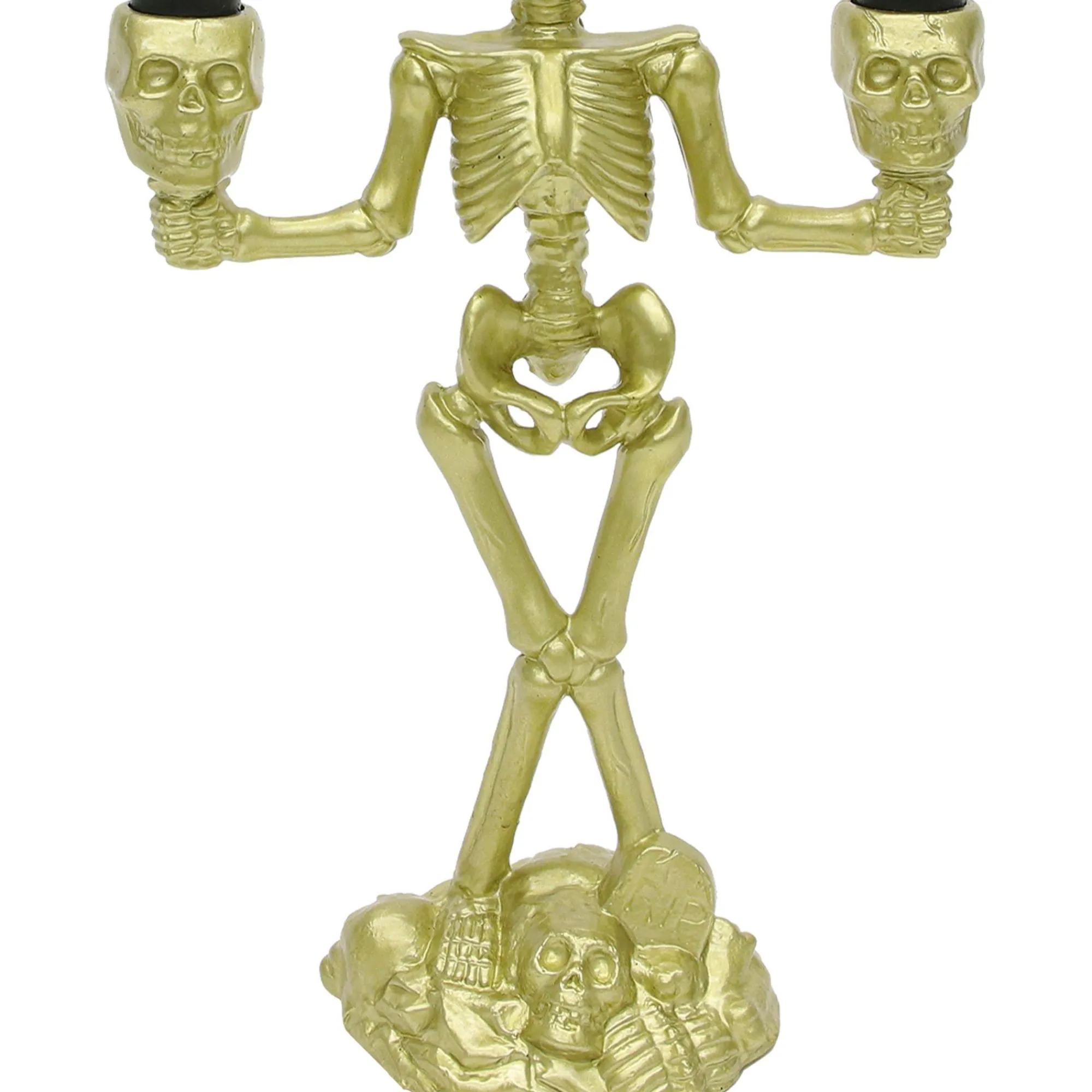 Party City Boneyard Glam|Light-Up Gold Skeleton Plastic Candelabra, 6.3In X 14In