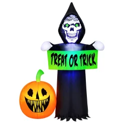 Party City Inflatables & Blow-Ups|Light-Up Halloween Reaper & Jack-O'-Lantern Inflatable Yard Decoration, 5.5Ft