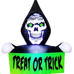 Party City Inflatables & Blow-Ups|Light-Up Halloween Reaper & Jack-O'-Lantern Inflatable Yard Decoration, 5.5Ft