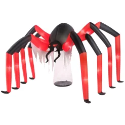 Party City Inflatables & Blow-Ups|Light-Up Red & Black Giant Spider Inflatable Yard Decoration, 9Ft X 6Ft