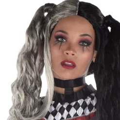 Party City Wigs-Long Black & Gray Pigtail Wig