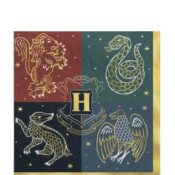 Party City Harry Potter Hogwarts|Metallic Hogwarts United Paper Lunch Napkins, 6.5In, 16Ct - Harry Potter