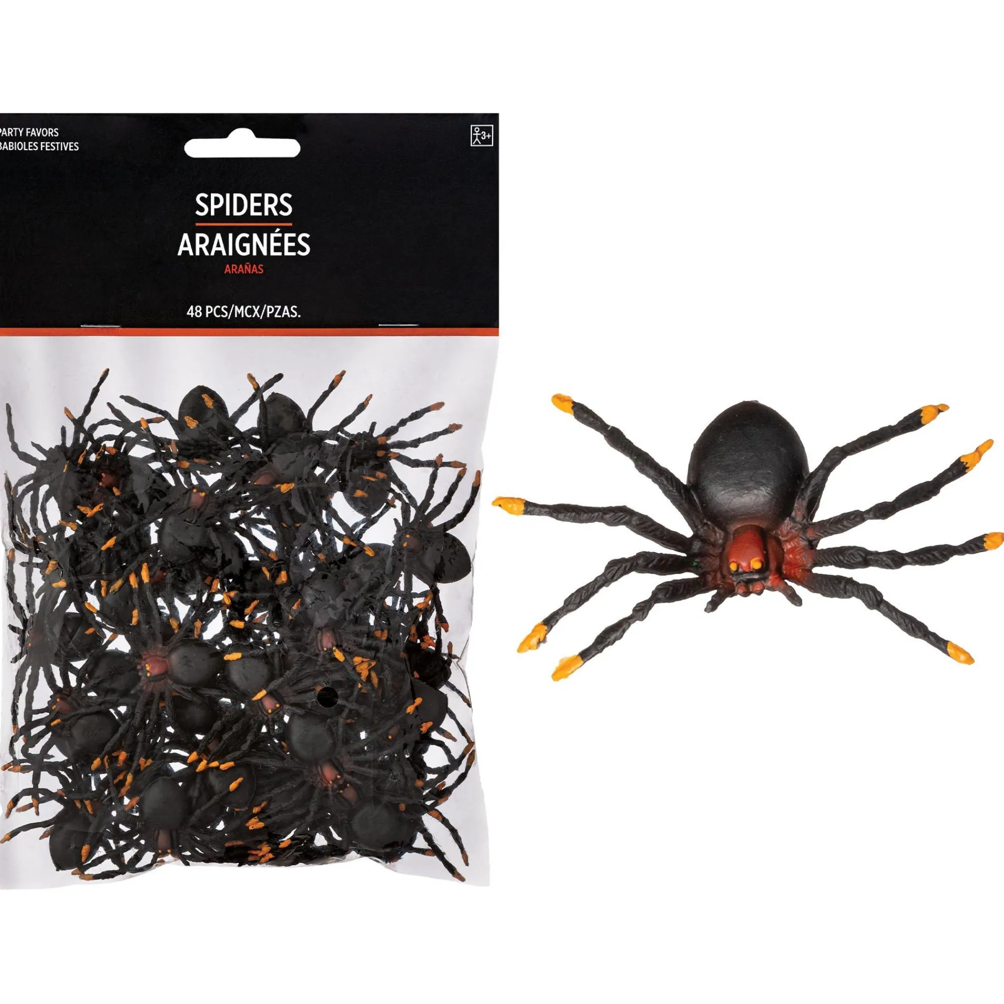 Party City Spiders & Webbing|Mini Plastic Spiders, 1.5In X 2In, 48Ct